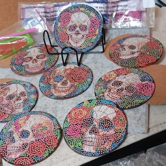 Colorful Skull Coasters Set - Picture 6 of 6